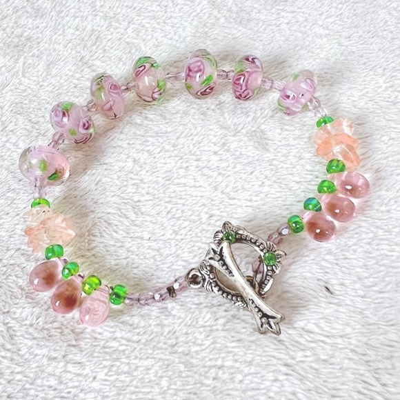 Jewelry - Pink & Green Quartz & Teardrop Bracelet 🎉2X Host Pick🎉